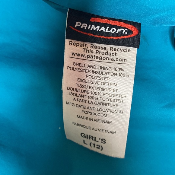 Kids' Patagonia Nano Puff Diamond Quilted  Jacket Neon Green Girls Size 12 - Picture 5 of 12